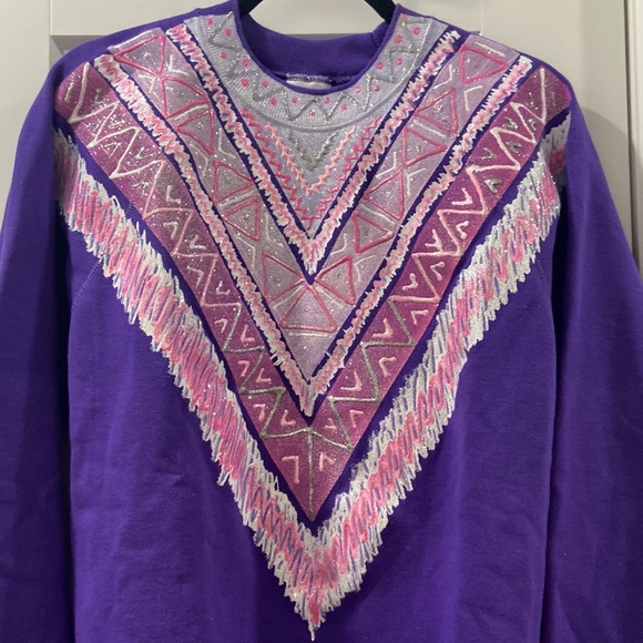 Lulu Wear Large sweatshirt nwt vintage costal grandma 90s puffy paint - Picture 7 of 11